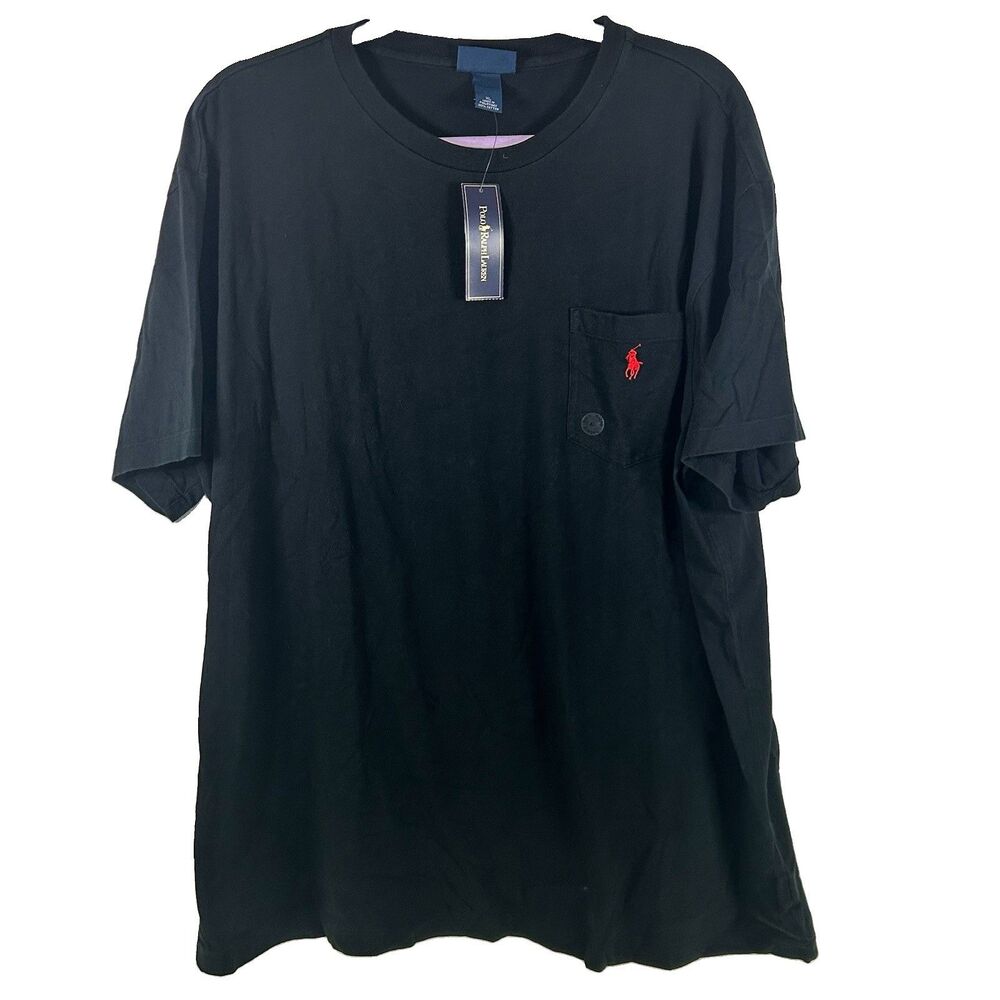 NWT Polo Ralph‎ Lauren Cotton Black Logo Pocket Mens T-Shirt Sz XL